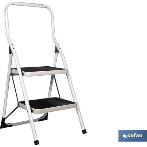 Échelle domestique en acier 2 marches, hauteur 46 cm