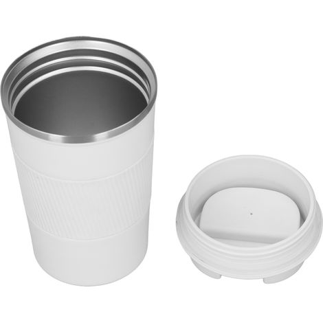 Kaffeebecher mit Deckel, isolierter Edelstahl- und Silikonbecher, tragbar für den Außenbereich, 380 ml (1/5)