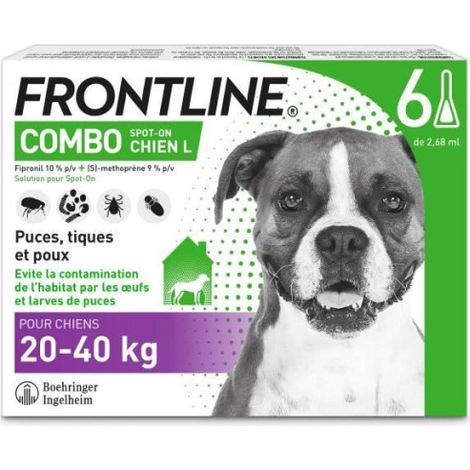 FRONTLINE Combo Chien L - 20 a 40 kg - 6 Pipettes - Puces tiques et poux (1/4)