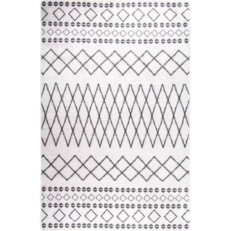 Tapis lavable antidérapant, Tapis de salon, Tapis Intérieur & Extérieur 160x230 cm Noir et blanc MKS47342 (1/5)