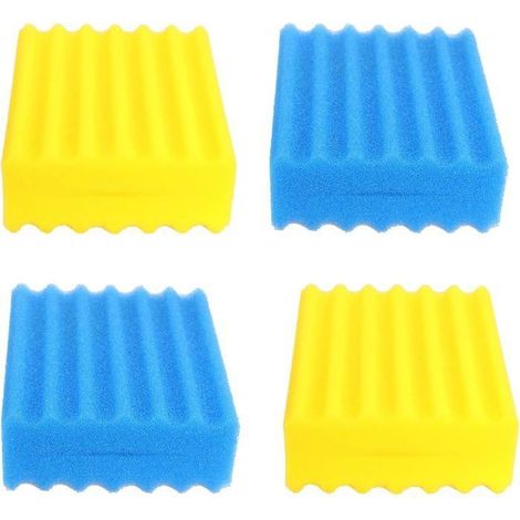 Lot de 4 éponges filtrantes de rechange compatibles SunSun CBF-200T - bleu/jaune (1/5)