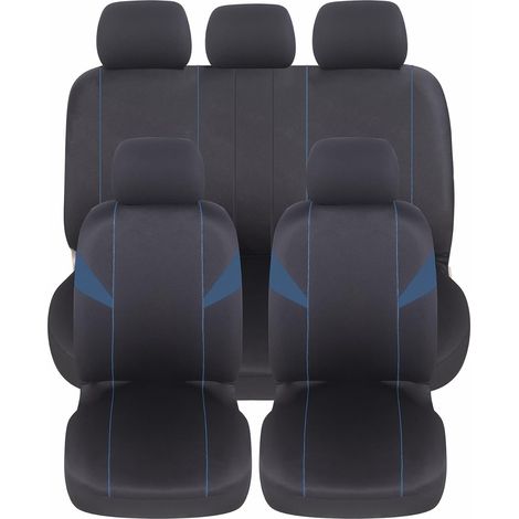 Lupex Shop - Coprisedili auto, anteriori e posteriori, universali adattabili, tessuto poliestere, No Suv (mod. H) colore - Blu Scuro (1/4)