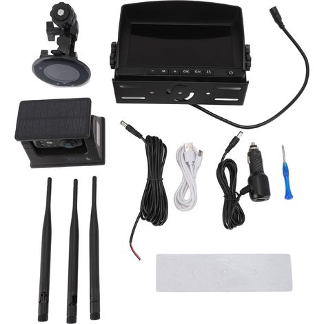 Ortviai Caméra de recul sans fil solaire pour camping-car – Écran 7 pouces 1080P, vision nocturne IR, étanche IP69, batterie 9600 mAh