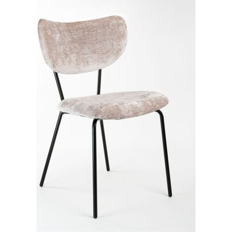 Sedia velluto imbottita Design Moderno qualità Made In Italy - Telaio Metallo NERO velluto pregiato 5 colori - SURI Colore Velluto Beige - Telaio Nero Opaco (1/5)