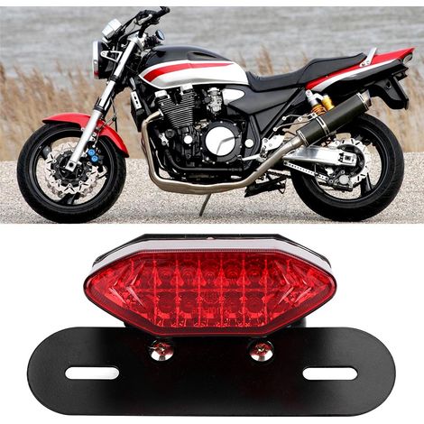 Phare arrière LED universel vintage pour moto - Clignotant et feu stop - Compatible Yamaha Rouge (1/5)