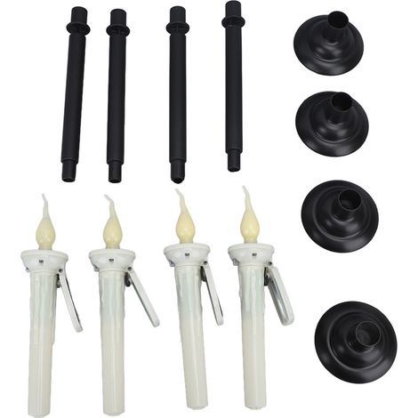 Ortviai Bougies LED solaires scintillantes en forme de cierge, 4 pièces, capteur crépuscule-aube, étanches IP65, lumière chaude (1/5)