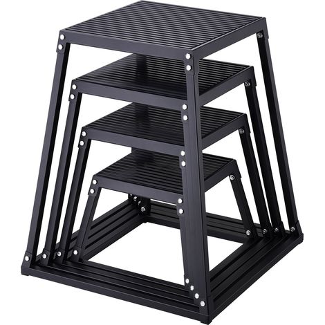 Boîte de Pliométrie 4PCs 305/458/609/762 mm Plateforme Pliométrique Charge 227 kg Boîte à Saut Musculation Fitness Crossfit pour Entraînement Pliométrique Step-up Pompe Squat Gym Domicile Noir (1/5)