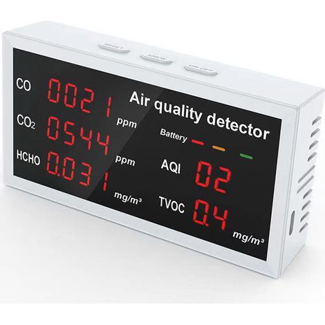 Moniteur de qualité de l'air 5 en 1 CO2, détection en temps réel 24h/24, écran couleur LED. (1/5)