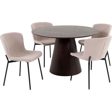 Bolton Essgruppe Esstisch Ø120cm dunkelbraun und 4 Maceda Stuhl beige. (1/5)