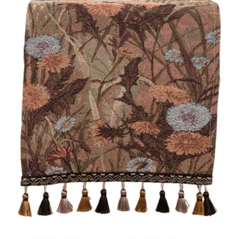 Nappe de style ferme moderne avec pompons, style vintage, idéale pour les fêtes et le quotidien, motif pissenlit café. (1/5)