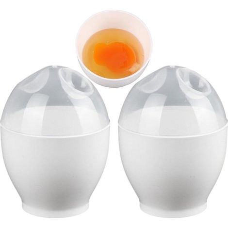 2 Pièces Pocheuses À Œufs, Micro-ondes Cuiseur À Oeufs, Petit Cuiseur À Œufs Facile À Faire Bouillir, Œufs Pochés Rapides Pour Le Petit Déjeuner, Cuisine, Le Restaurant (2 pièces) (1/5)