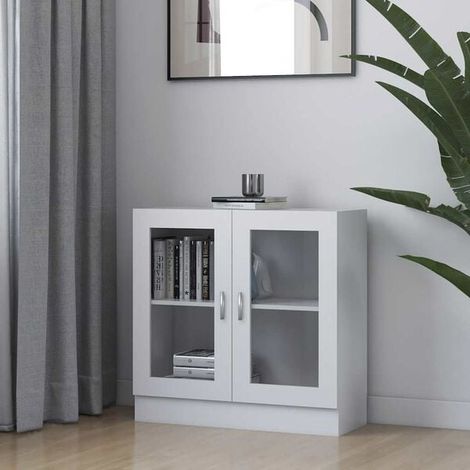 Vitrine de Présentation Blanche 82,5x30,5x80 cm en Bois d'Ingénierie (1/5)