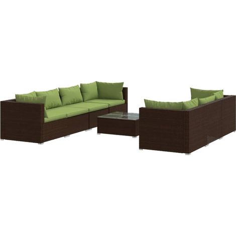 Set sofás de jardín 8 piezas y cojines ratán sintético marrón vidaXL (1/5)