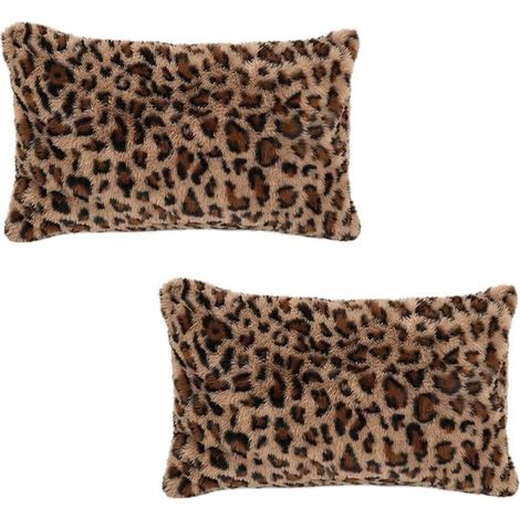 Housses de Coussin Léopard, Housse de Coussin 30 x 50 cm en Fausse Fourrure, Coussin Rectangulaire avec Fermeture Éclair Cachée pour Canapé, Lit, Salon, Chambre (1/5)