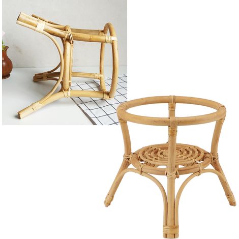 Soporte para plantas de ratán, 24 cm de diámetro, minimalista y estable, para macetas, apto para uso interior y exterior, patio y jardín. (1/5)