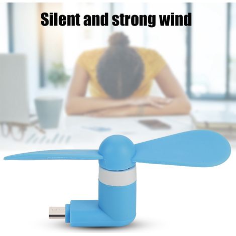 Mini ventilateur portable micro USB ultra silencieux pour smartphones Android OTG (bleu) (1/5)