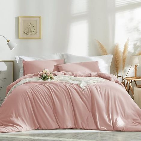 Housse de Couette 220x240 Taie d'oreiller 65x65 cm Rose (1/5)