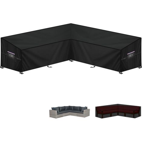 Gartensofa Abdeckung L-Form wasserdicht & winddicht, 235x235cm Ecksofa Schutzhülle (1/5)