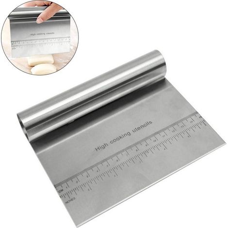 Raschietto per impasto, affettatrice, taglia pizza e taglia pasta sfoglia in acciaio inox con scala graduata. (1/5)