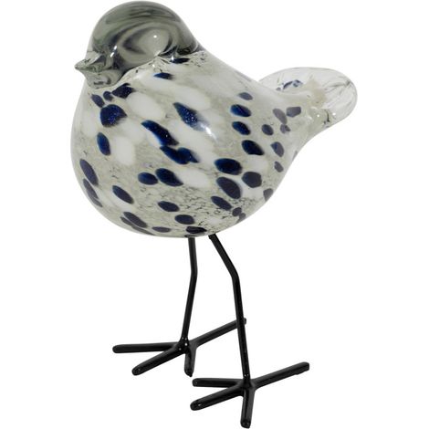 Oiseau décoratif blanc verre 12x7x15cm (1/3)