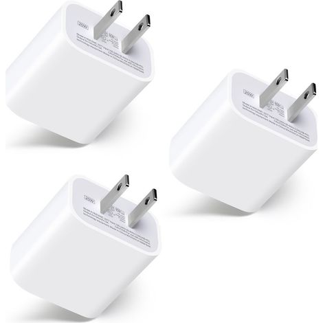 Chargeur USB C - 20 W - Compatible iPhone iPad Galaxy Pixel - Bloc d’alimentation mural - 3 unités (1/5)