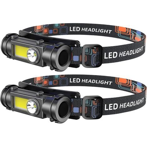 Set mit 2 LED-Stirnlampen inklusive 18650 COB-Akkus und USB-Akku (1/5)