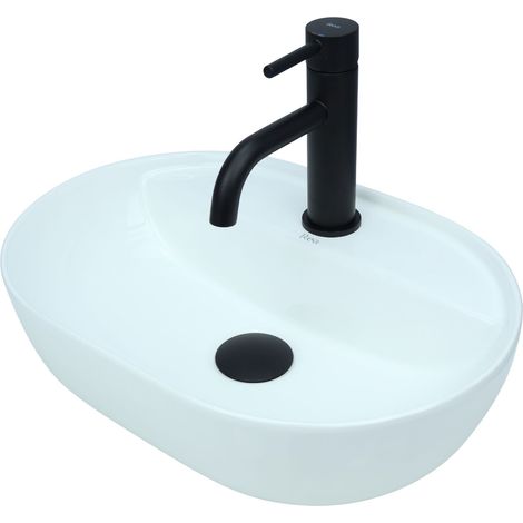 GTM Design Aufsatzwaschbecken 51 cm – Glanz Modern Waschbecken ohne Hahnloch – Elegantes Aufsatzwaschbecken Oval für Badezimmer und Gäste WC – nur Bad Waschbecken (1/5)