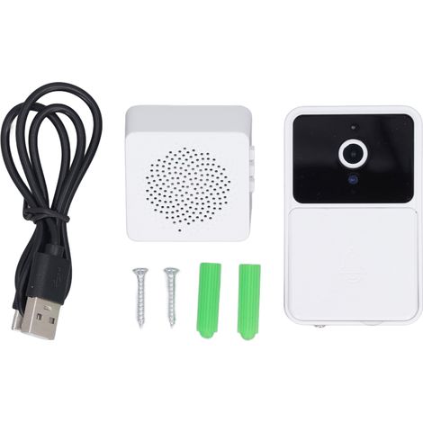 Sonnette vidéo WiFi sans fil, caméra HD 480P avec vision nocturne infrarouge, interphone bidirectionnel et détection de mouvement pour sécurité domicile (1/5)