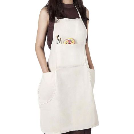 Fleckenabweisende Canvas-Schürze, Maler-Outfit für Erwachsene, bequeme und multifunktionale Arbeitsschürze mit 3 Taschen.