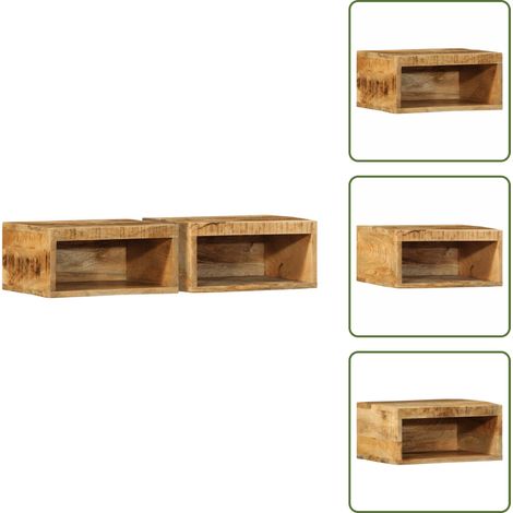 Meubles TV muraux 2 pcs bois de manguier massif brut - Meuble TV Mural - Meubles TV Muraux - Meuble Média - Meuble HiFi (1/5)