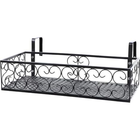 Support à fleurs suspendu, support à plantes de balcon en fer antirouille, clôtures de cour, stockage de plantes pour balustrade de balcon pour jardin de balcon ， 50  20  12CM (1/5)
