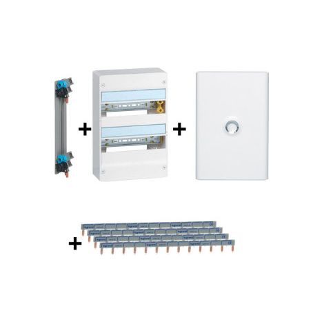 Legrand - DRIVIA - Coffret 2 rangu00e9es - 13 modules + Peigne + Porte - Ref. : 401212+405000+404926x4+401332 (1/2)