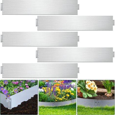 25M Bordure de pelouse 100x18cm Bordure de tonte Bordure de chemin Bordure de parterre Métal galvanisé Bordure de parterre - Argent (1/5)