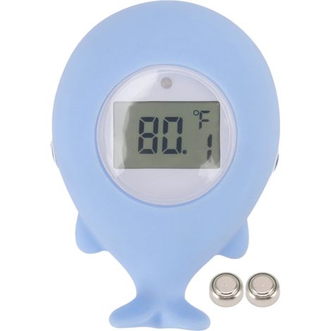 Baignoire bébé forme baleine thermomètre eau alarme silencieuse jouet flottant bain nourrisson température (1/5)