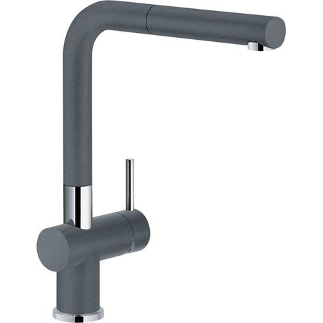 Franke Armatur ACTIVE-PLUS, Zugauslauf, Hochdruck, Schwenkauslauf, hoher Auslauf, Seitenbedienung beidseitig, Chrom-Graphit