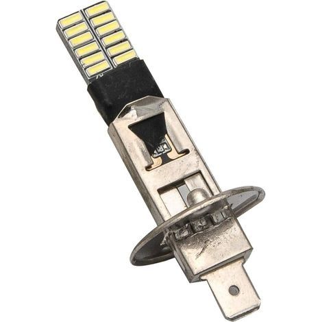 Ampoules de phare H1, 2 pièces 24-SMD 4014 LED antibrouillard/feux de jour DRL/lampe de conduite de véhicule, lumière blanche 6000K (1/5)