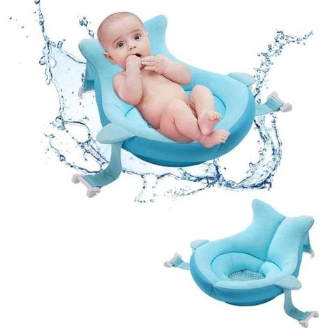 Coussin de Bain pour bébé,Tapis de Baignoire à séchage Rapide Doux pour Nourrisson,Coussin de Bain pour Nouveau-né antidérapant，Bleu (1/4)