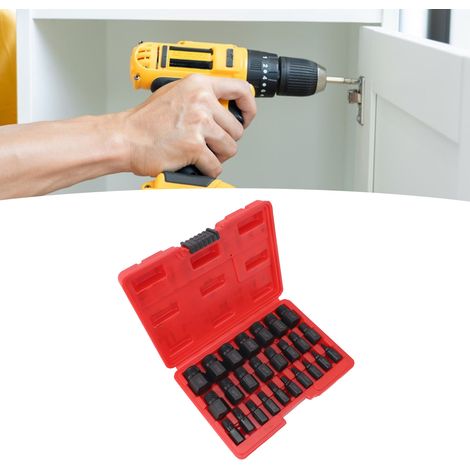 Schraubenausdreher-Set, 25-teiliges Werkzeugset (Zoll) für beschädigte Sechskantschrauben und -bolzen, schwarz (1/5)