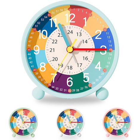 Despertador analógico infantil sin tictac, función de aprendizaje, luz nocturna, para niñas y niños, ideal para la vuelta al cole, funciona con pilas (sin tictac).