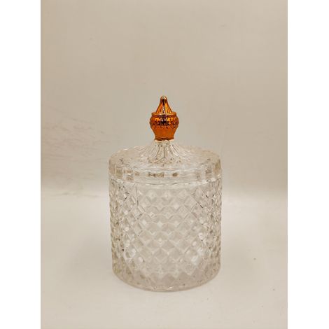 Recipiente de vidrio para velas y azúcar - pequeño/200-220 ml/ 1 / ART. N.° 135867 / ART-POL / boquilla de oro blanco