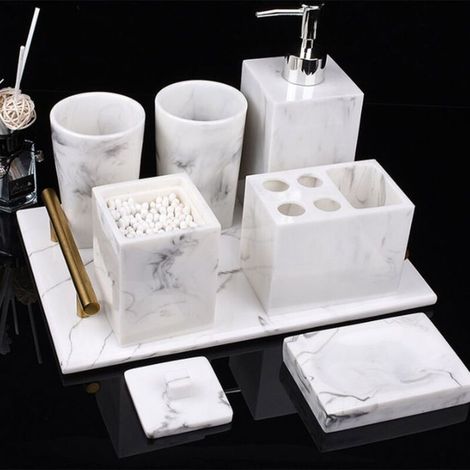 Ensemble de toilettes, ensemble de salle de bain en marbre cinq pièces, ensemble de salle de bain en résine d'hôtel, ensemble
