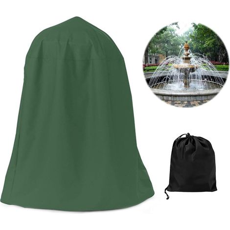 Housse de protection argentée en tissu Oxford imperméable et coupe-vent pour fontaine de jardin. (1/3)