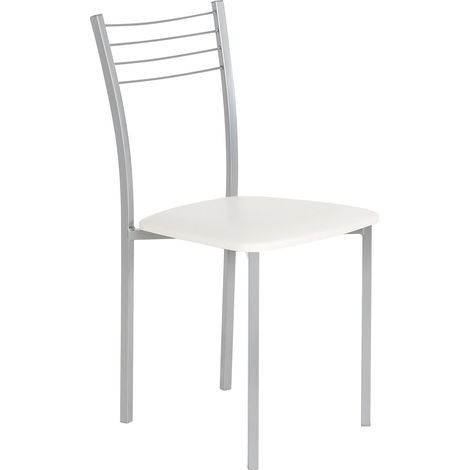 Home Heavenly® – Pack 4 sillas comedor COLL, estructura metálica y asiento acolchado en PVC, diseño práctico y ligero. Color: Blanco (1/5)