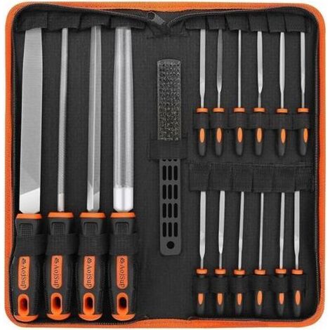 17Pcs Limes et Râpes, AojSup Lime Metal en Acier Forgé T12, 4x Grand Limes Metal, 12x Lime Aiguille Metal et 1x Brosse de Nettoyage, Lime à Metaux pour Menuiserie/Sculpture/Travaux Manuels/Atel (1/4)