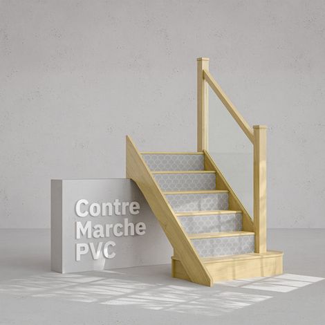 Contremarche Escalier PVC - Yoshi Noir et Blanc H. 17 x L. 98 cm - Lot de 10 (1/4)