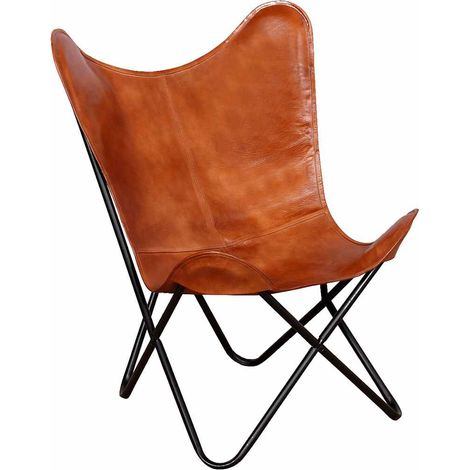 Maison Exclusive - Sedia a Farfalla Marrone in Vera Pelle (1/5)