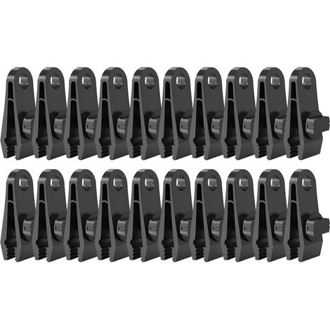 Pinza Para Lona - Pinza Fija Lona Piscina - 20 Unidades - Nylon Negro - 2,7 x 8,2 cm (1/5)