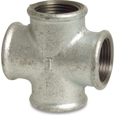 Raccordo filettato in ghisa malleabile croce 3/8" IG x 3/8" IG x 3/8" IG x 3/8" IG (1/2)