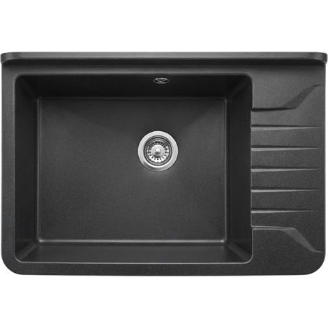 Lavello a parete con 1 vasca e gocciolatoio 50.5x35 cm staffe incluse colore grafite - Gardy