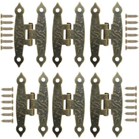 Charnière pour meuble,20 Pièces Bronze Rétro Charnières Métal Style Rétro Pliantes avec Vispour Petite Boîte Caisse Meuble Retro Porte (1/4)